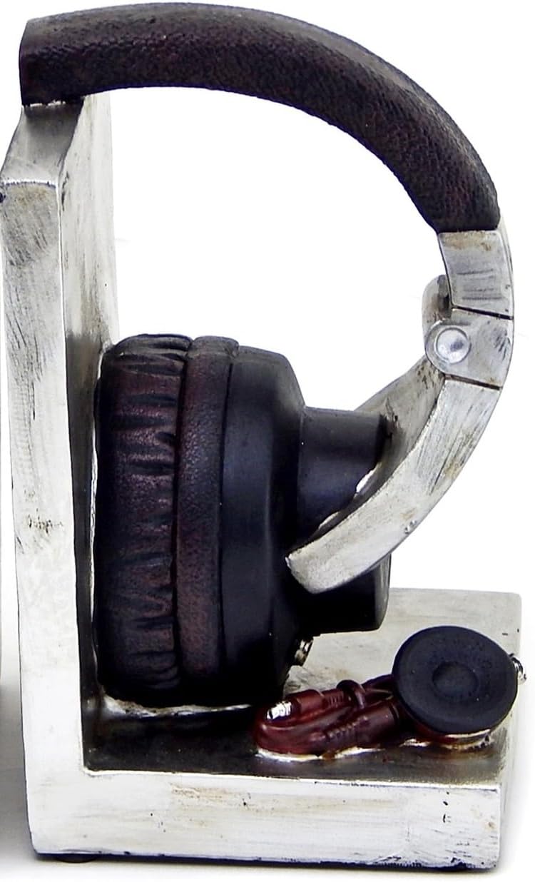 Bellaa 26256 Decorative Bookends Headphone Music Lover Holder Heavy Stoppers Bookshelf Shelves to Hold Book Ends Library Shelf Dividers Vintage Home Decor 6 Inch Tall - Image 5